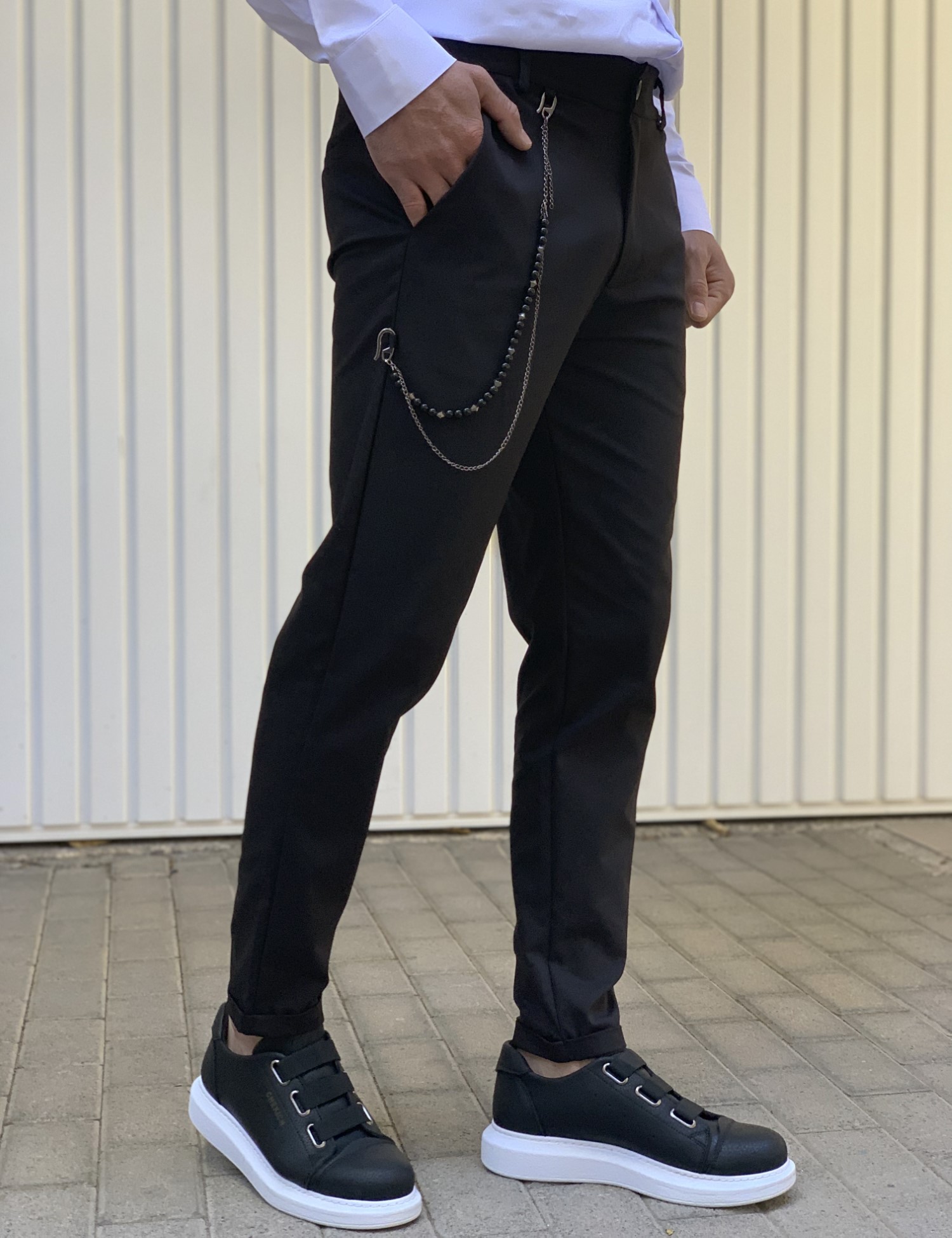 Ben Tailor Ανδρικό μαύρο υφασμάτινο παντελόνι Kowalski 0398B φωτογραφία